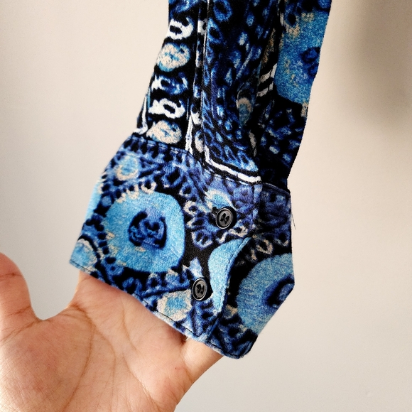 Free People Wild and Free Long Sleeve Blue  Top Size Large - Picture 3 of 8